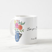 Mug Tuxedo Cat Lover Mom Floral Custom Name Gift (Devant gauche)