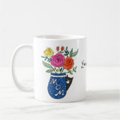 Mug Tuxedo Cat Lover Mom Floral Custom Name Gift (Gauche)