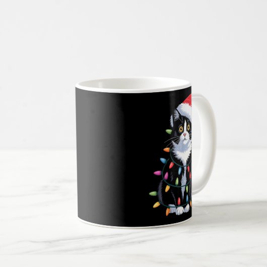 Mug Tuxedo Cat Meow Santa Tuxie Christmas Tree (Devant droit)