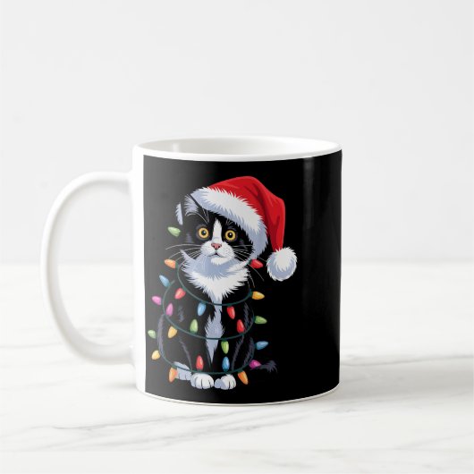 Mug Tuxedo Cat Meow Santa Tuxie Christmas Tree (Gauche)