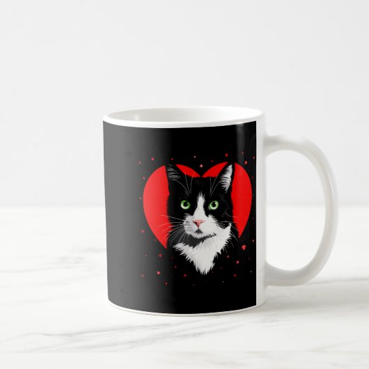 Mug Tuxedo Cat Valentine Heart For Kitten And Animal L (Droite)