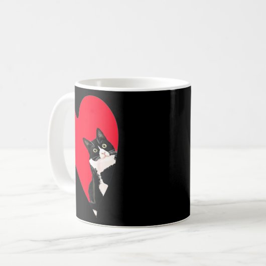 Mug Tuxedo Cat Valentine Heart For Kitten And Animal L (Devant gauche)