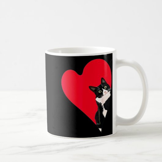 Mug Tuxedo Cat Valentine Heart For Kitten And Animal L (Droite)