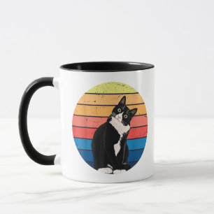Mug Tuxedo Chat Cadeau Couleurs rétro pour Amoureux de