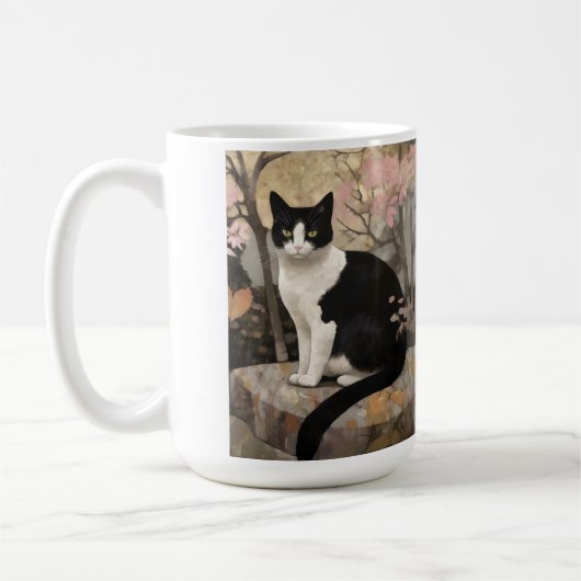 Mug Tuxedo Chat dans un jardin (Gauche)