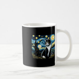 Mug Tuxedo Chat Starry Peinture de nuit Tuxedo Proprié
