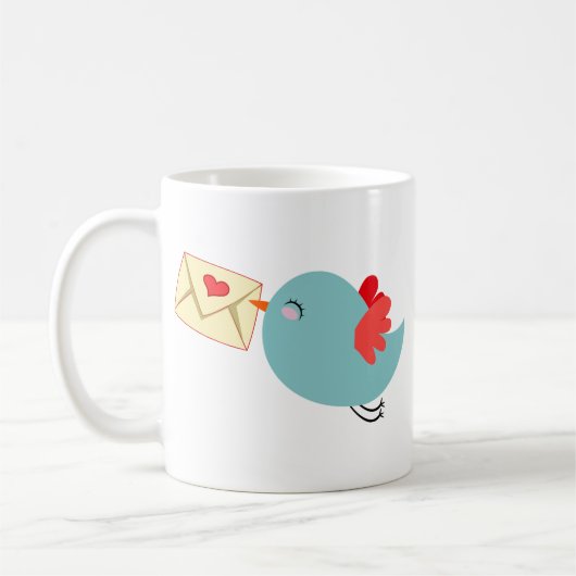 Mug Tweets Messages d'Amour d'Oiseaux (Gauche)
