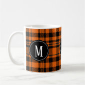 Mug Twill Orange Black Monogram Plaid Motif (Gauche)