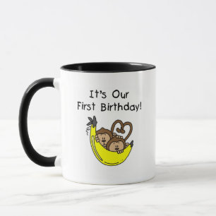 Mug Twin Boys 1st Birthday Monkey Tshirts et cadeaux