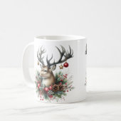 Mug Twin Buck Deer décoré avec des ornements (Devant gauche)