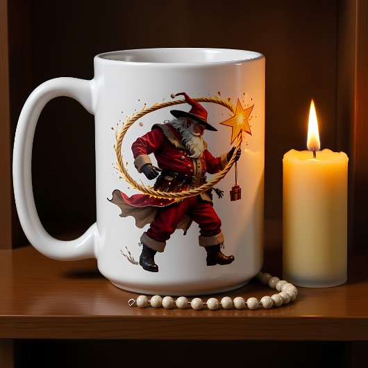 Mug Twirling Lasso Cowboy Santa