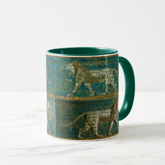 Mug TWO BABYLONIAN LIONS Antique Assyrian Art 