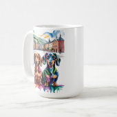 Mug Two Colorful Dachshunds in European City Square (Devant gauche)