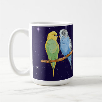 Mug Two cute bleu et Green Budgie