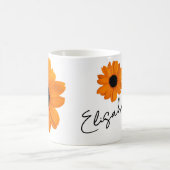 Mug Two Orange Daisies and Your Name / Message (Centre)
