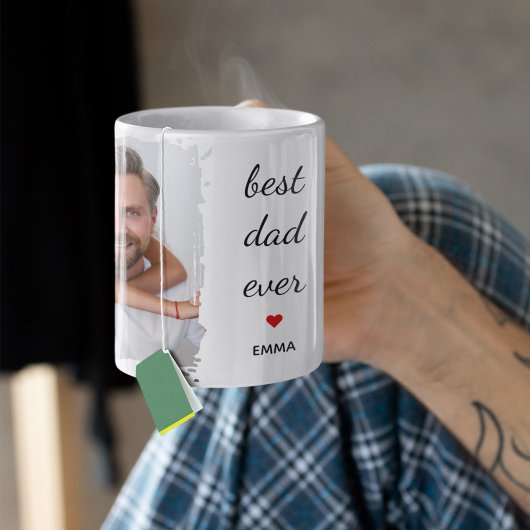 Mug Two Photo Images l Best Dad Ever Cute Red Heart