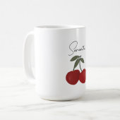 Mug Two Red Cherries Illustration | Cute Fruit Art  (Devant gauche)