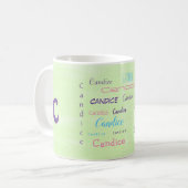 Mug Type de monogramme de prénom personnalisé (Devant gauche)