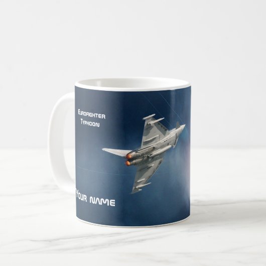 Mug Typhon de l'Eurofighter, ciel sombre, votre nom (Devant gauche)