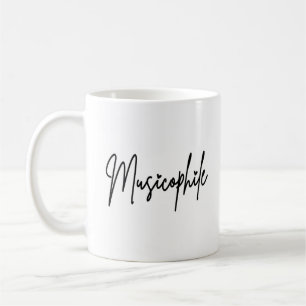 Mug Typo Musicophile avec coeur d'amour Écriture noire