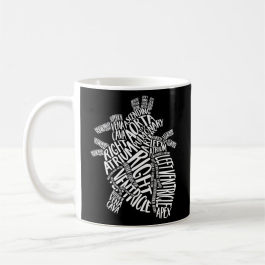 Mug Typographie anatomique cardiaque Cardiologie cardi (Gauche)