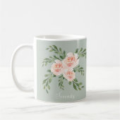 Mug Typographie aquarelle vert sauge rose sérénité (Gauche)