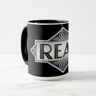 Mug Typographie argentée Art Déco vintage - Lu Retro