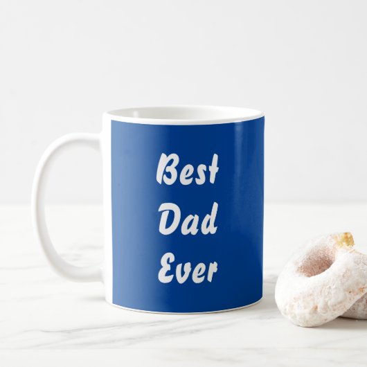 Mug Typographie Bleue profonde Meilleur papa jamais Mo (Avec donut)