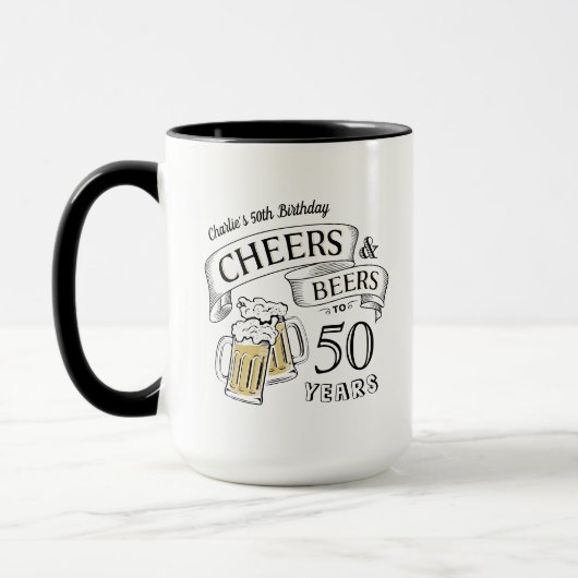 Mug Typographie Bravo Et Bières Tout Âge Anniversaire (Gauche)