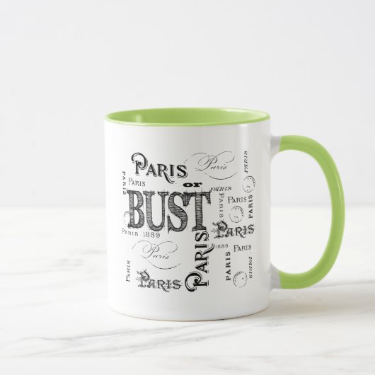 Mug Typographie Calligraphie Paris France Tour Eiffel (Droite)