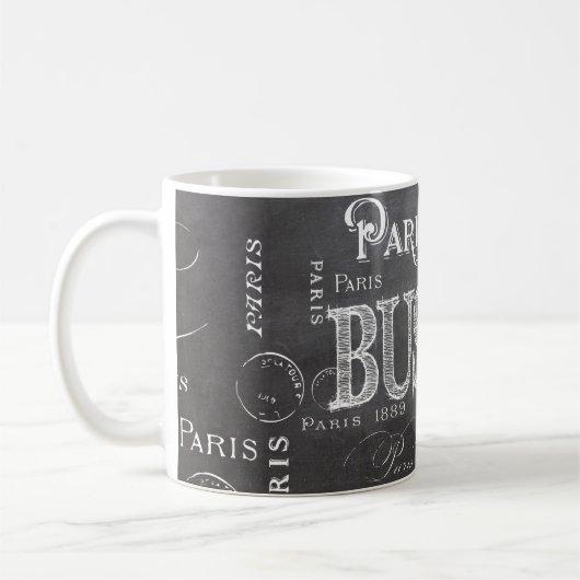 Mug Typographie Calligraphie Paris France Tour Eiffel (Gauche)