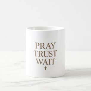 Mug Typographie chrétienne minimale – Priez Confiance
