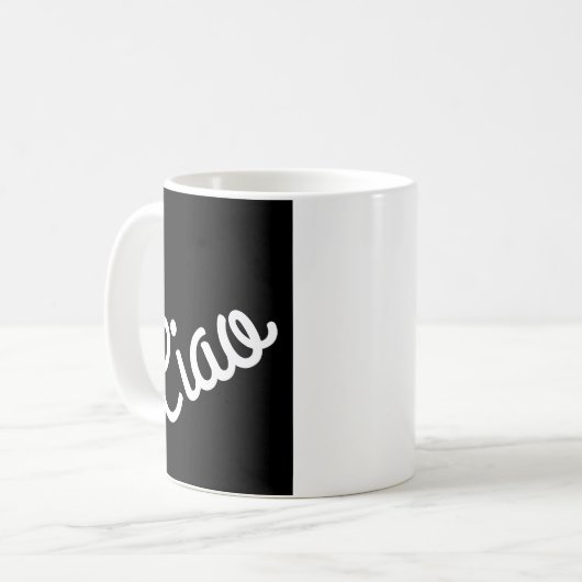 Mug Typographie Ciao Blanc Sur Noir (Devant gauche)