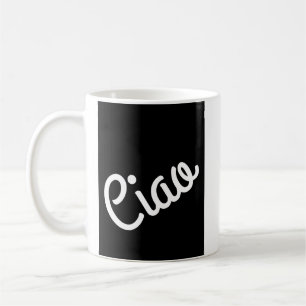 Mug Typographie Ciao Blanc Sur Noir