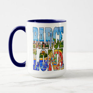 Mug Typographie colorée de photo de Barcelone Espagne