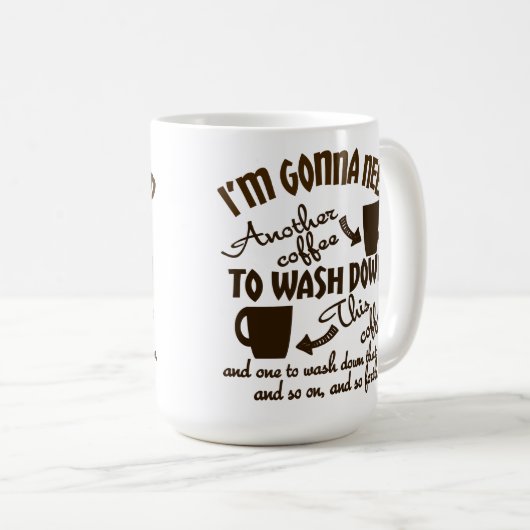 Mug Typographie comique de caféine d'allégeance de (Devant droit)