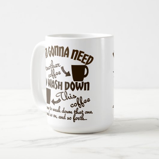 Mug Typographie comique de caféine d'allégeance de (Devant gauche)