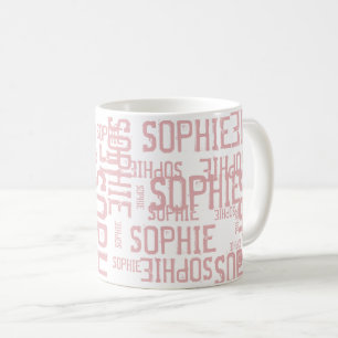 Mug Typographie cool et moderne de rose pâle