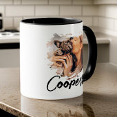 Mug Typographie Cool simple et moderne Nom Deux photos