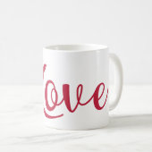 Mug Typographie d'amour du coeur rouge (Devant droit)