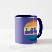 Mug Typographie D'Amour Rétro Sur Les Rayures De Couch (Devant droit)