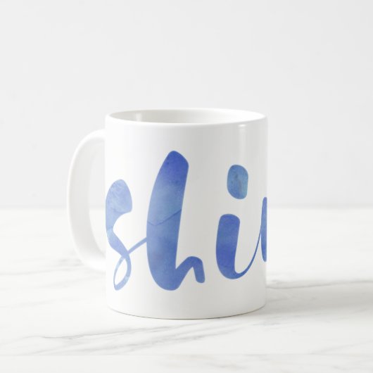 Mug Typographie d'aquarelle bleue | Briller (Devant gauche)