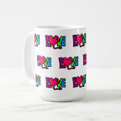 Mug Typographie d'art du mot Amour (Devant gauche)