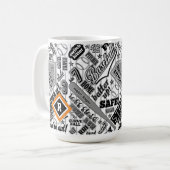 Mug Typographie de baseball Noir Blanc Monogramme ID77 (Devant gauche)
