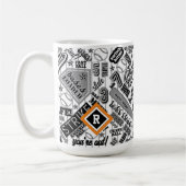 Mug Typographie de baseball Noir Blanc Monogramme ID77 (Gauche)