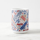 Mug Typographie de baseball Rouge Blanc Bleu Monogramm (Centre)