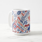 Mug Typographie de baseball Rouge Blanc Bleu Monogramm (Devant gauche)
