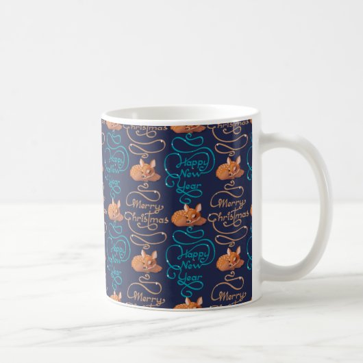 Mug Typographie de cerfs mignons Nouvel An Joyeux Noël (Droite)