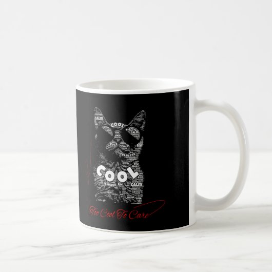 Mug Typographie de chat Too Cool To Care (Droite)