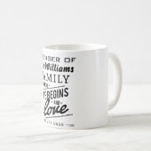 Mug Typographie de cru d'amour de membre de la famille (Devant droit)